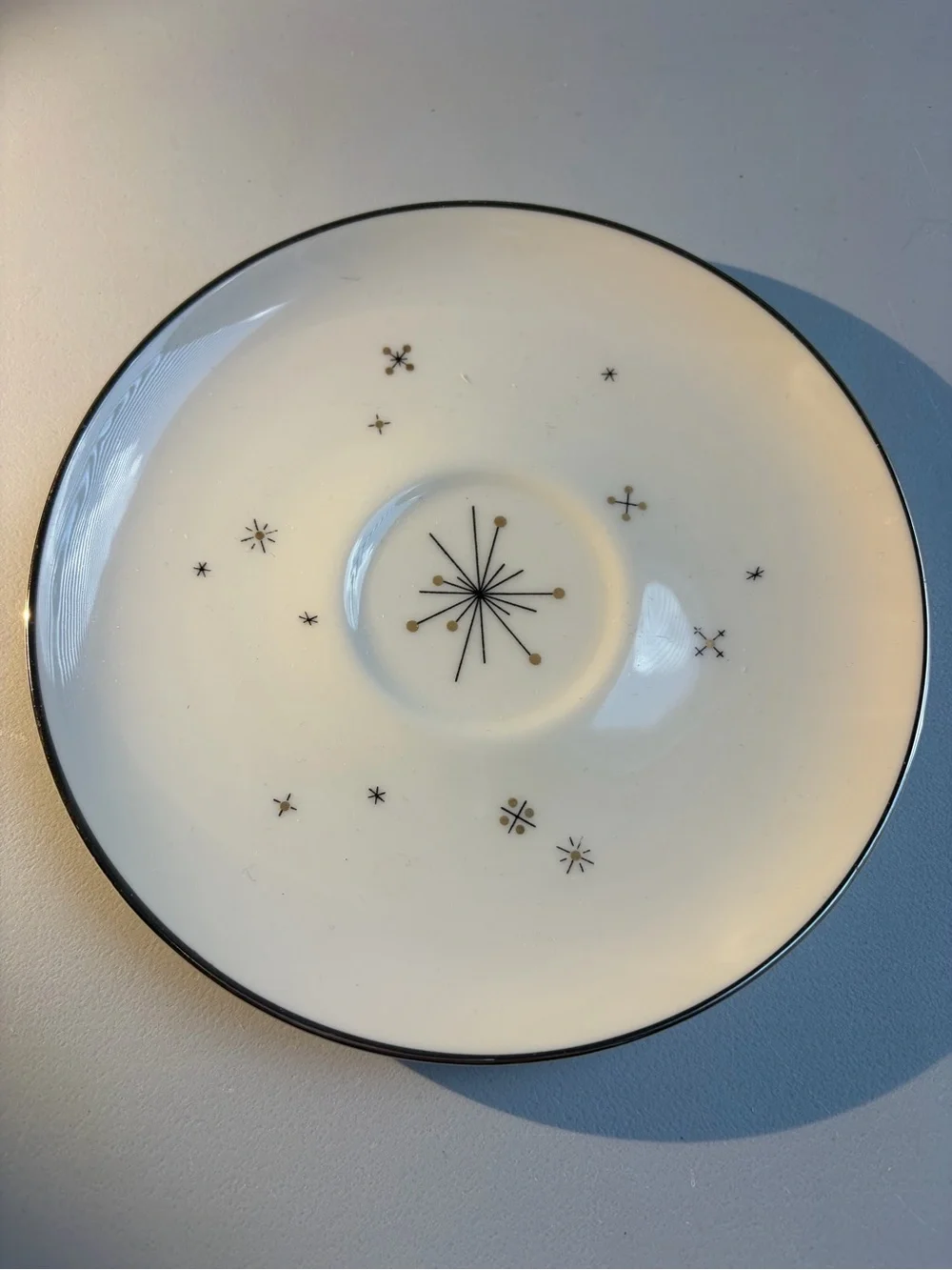 Evening Star Syracuse China Atomic Age MCM 4 Pcs 2 Salad 2 Saucers Made In USA